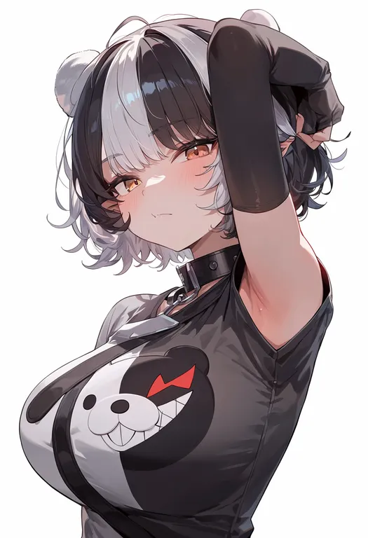 masterpiece, best quality, score_7, safe, monokuma, solo, upper body, simple background — by k3scat, made with ComfyUI