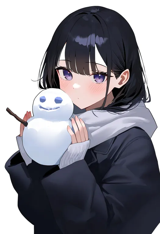 masterpiece, best quality, newest, absurdres, highres, safe, snowman, 1girl, solo, simple_background — by k3scat, made with ComfyUI