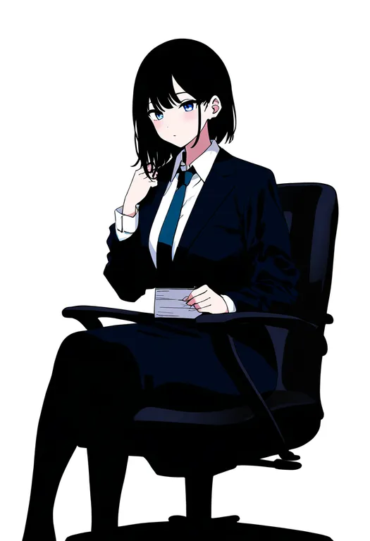 masterpiece, best quality, newest, absurdres, highres, safe, office_chair, 1girl, solo, simple_background — by k3scat, made with ComfyUI