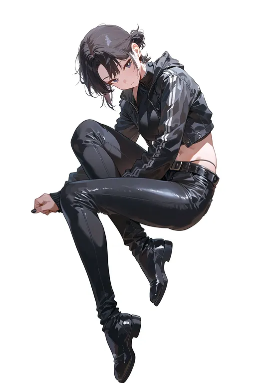 masterpiece, best quality, score_7, safe, attack no 1, solo, full body, simple background — by k3scat, made with ComfyUI
