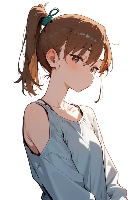 masterpiece, best quality, score_7, safe, futami mami, solo, upper body, simple background — by k3scat, made with ComfyUI