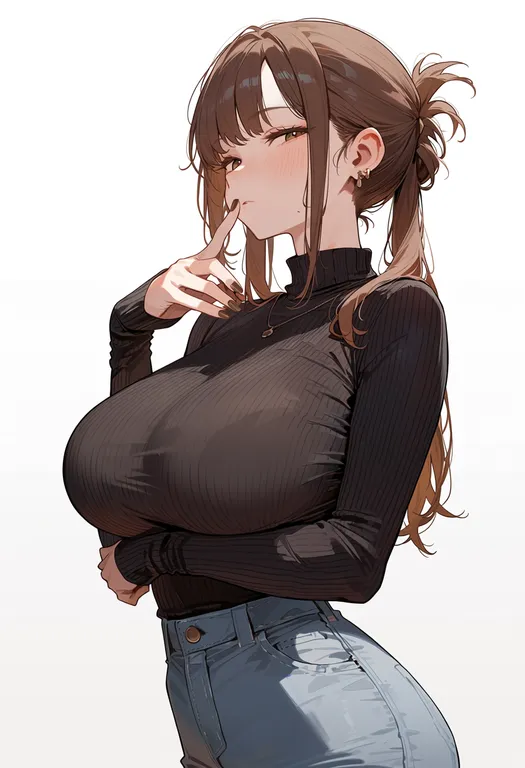 masterpiece, best quality, score_7, safe, brown nails, 1girl, solo, simple background — by k3scat, made with ComfyUI