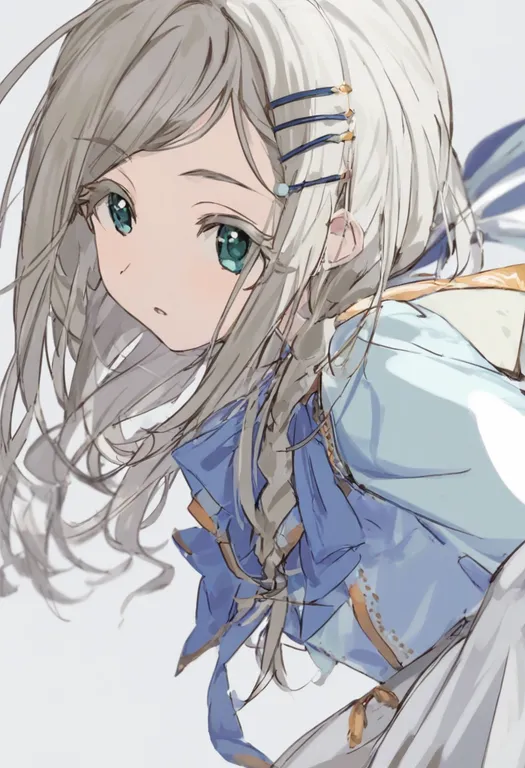 masterpiece, best quality, general, kimi to semi blue (idolmaster), solo, simple background — by k3scat, made with ComfyUI