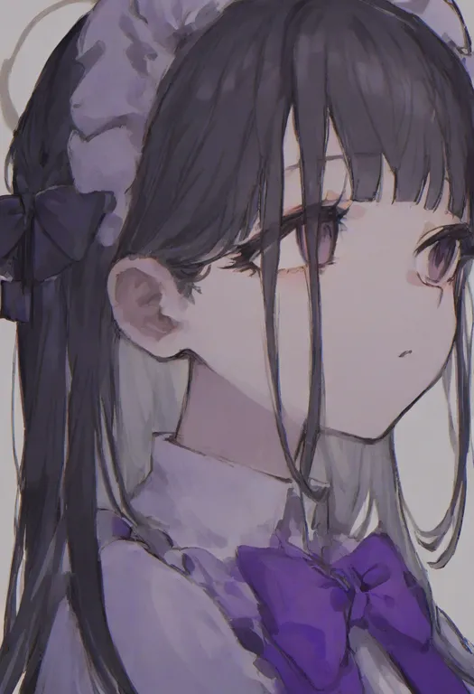 masterpiece, best quality, general, purple bowtie, 1girl, solo, simple background — by k3scat, made with ComfyUI