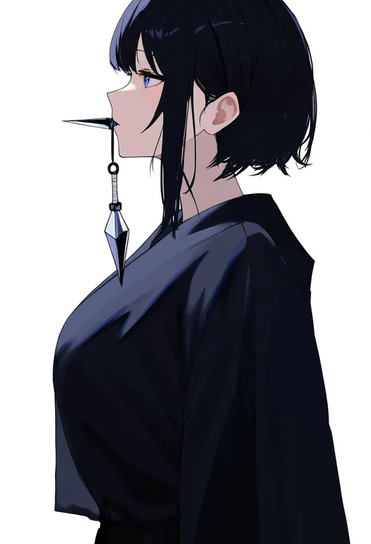 masterpiece, best quality, newest, absurdres, highres, safe, kunai, 1girl, solo, simple_background — by k3scat, made with ComfyUI