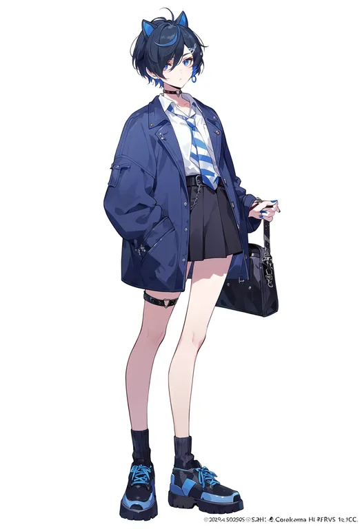 masterpiece, best quality, score_7, safe, yokohama b-corsairs, solo, full body, simple background — by k3scat, made with ComfyUI