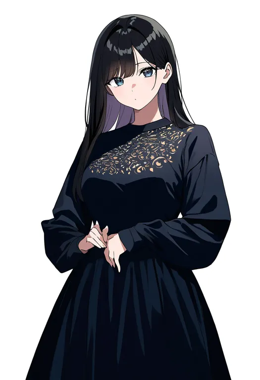 masterpiece, best quality, newest, absurdres, highres, safe, print_dress, 1girl, solo, simple_background — by k3scat, made with ComfyUI