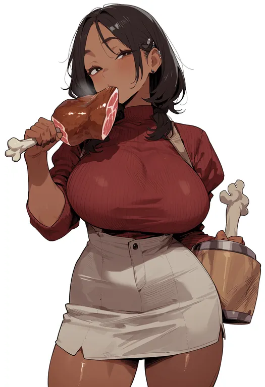 masterpiece, best quality, score_7, safe, meat, 1girl, solo, simple background — by k3scat, made with ComfyUI