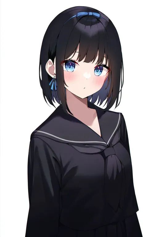 masterpiece, best quality, newest, absurdres, highres, safe, ear_ribbon, 1girl, solo, simple_background — by k3scat, made with ComfyUI