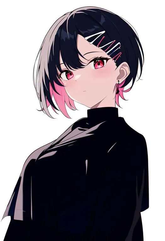 masterpiece, best quality, newest, absurdres, highres, safe, parallel_hairclips, 1girl, solo, simple_background — by k3scat, made with ComfyUI