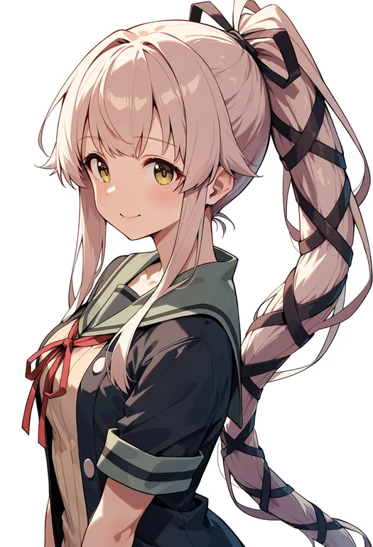 masterpiece, best quality, score_7, safe, yura kai ni (kancolle), solo, upper body, simple background — by k3scat, made with ComfyUI
