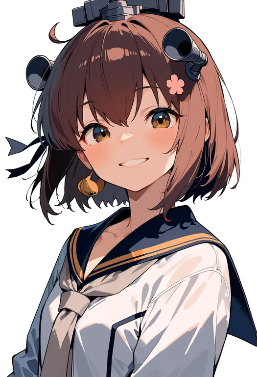 masterpiece, best quality, score_7, safe, yukikaze kai ni (kancolle), solo, upper body, simple background — by k3scat, made with ComfyUI