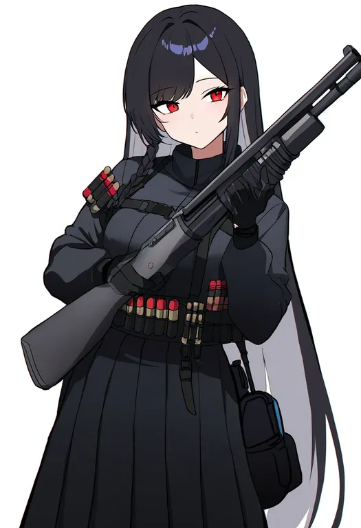 masterpiece, best quality, newest, absurdres, highres, safe, shotgun_shell, 1girl, solo, simple_background — by k3scat, made with ComfyUI