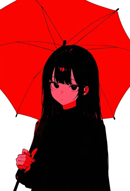 masterpiece, best quality, newest, absurdres, highres, safe, red_umbrella, 1girl, solo, simple_background — by k3scat, made with ComfyUI
