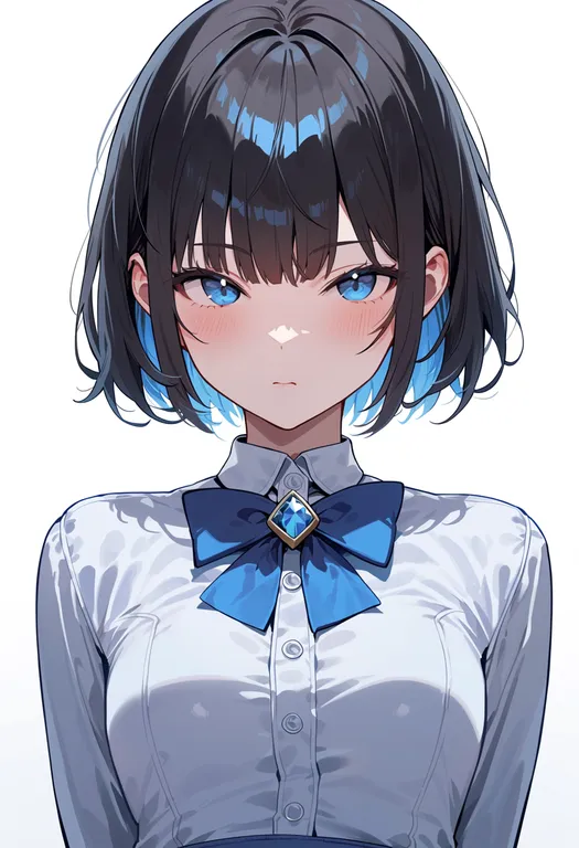 masterpiece, best quality, score_7, safe, magical sapphire, solo, upper body, simple background — by k3scat, made with ComfyUI