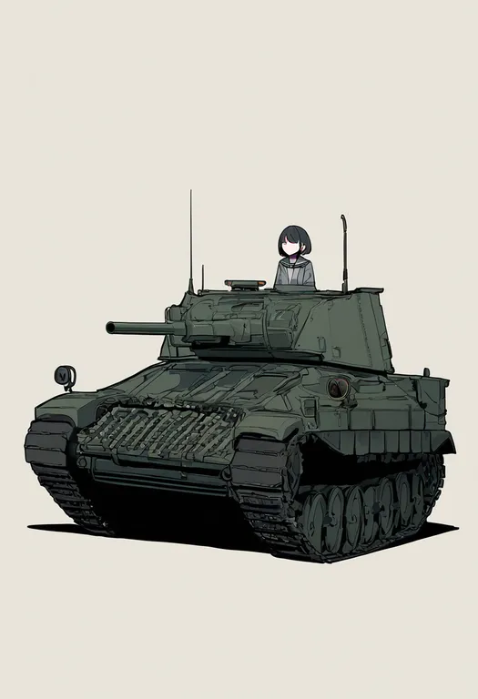 masterpiece, best quality, newest, absurdres, highres, safe, caterpillar_tracks, 1girl, solo, simple_background — by k3scat, made with ComfyUI