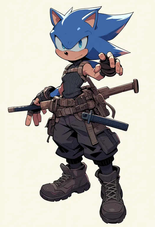 masterpiece, best quality, score_7, safe, sonic battle, solo, simple background — by k3scat, made with ComfyUI