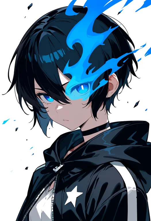masterpiece, best quality, score_7, safe, black rock shooter (character), solo, upper body, simple background — by k3scat, made with ComfyUI