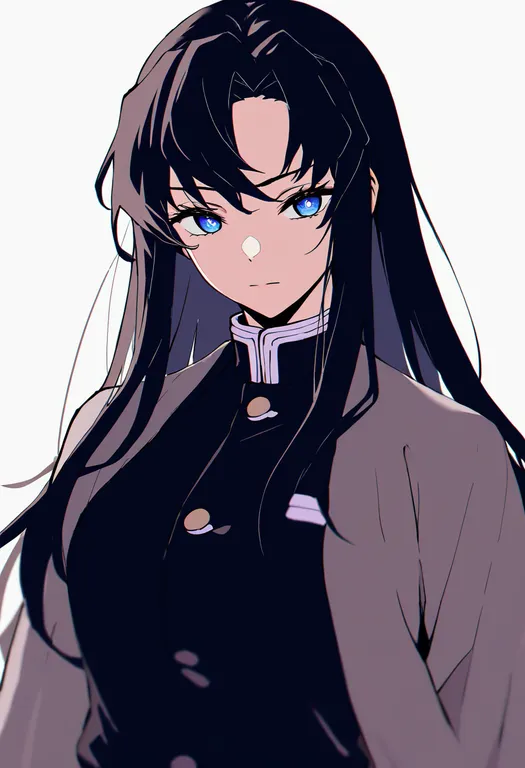 masterpiece, best quality, newest, absurdres, highres, safe, demon_slayer_uniform, 1girl, solo, simple_background — by k3scat, made with ComfyUI