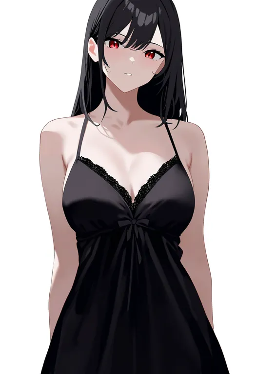 masterpiece, best quality, newest, absurdres, highres, safe, black_babydoll, 1girl, solo, simple_background — by k3scat, made with ComfyUI