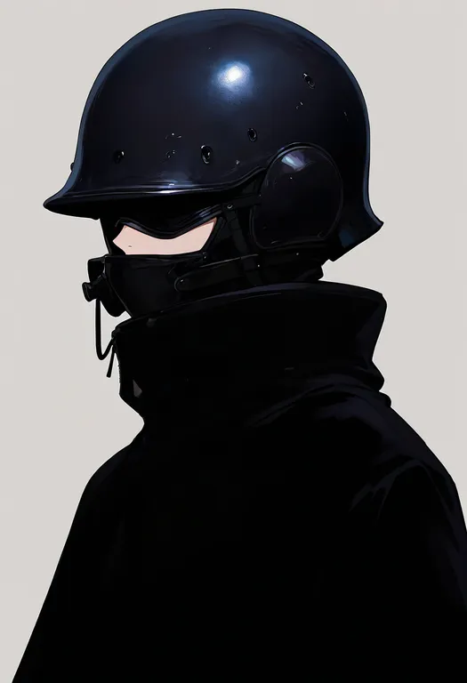 masterpiece, best quality, newest, absurdres, highres, safe, helmet_over_eyes, 1girl, solo, simple_background — by k3scat, made with ComfyUI