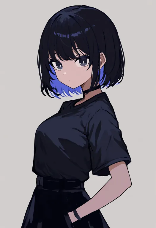 masterpiece, best quality, newest, absurdres, highres, safe, hair_color_connection, 1girl, solo, simple_background — by k3scat, made with ComfyUI