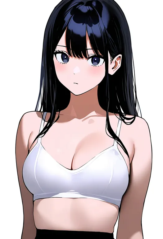 masterpiece, best quality, newest, absurdres, highres, safe, white_bra, 1girl, solo, simple_background — by k3scat, made with ComfyUI