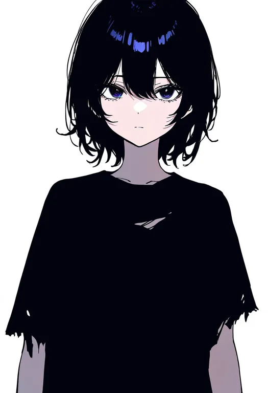 masterpiece, best quality, newest, absurdres, highres, safe, torn_shirt, 1girl, solo, simple_background — by k3scat, made with ComfyUI