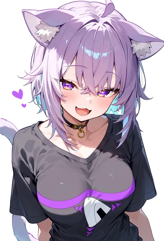 masterpiece, best quality, score_7, safe, nekomata okayu (oversized shirt), solo, upper body, simple background — by k3scat, made with ComfyUI