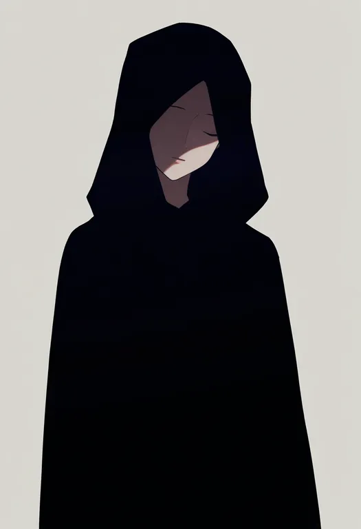 masterpiece, best quality, newest, absurdres, highres, safe, hooded_robe, 1girl, solo, simple_background — by k3scat, made with ComfyUI