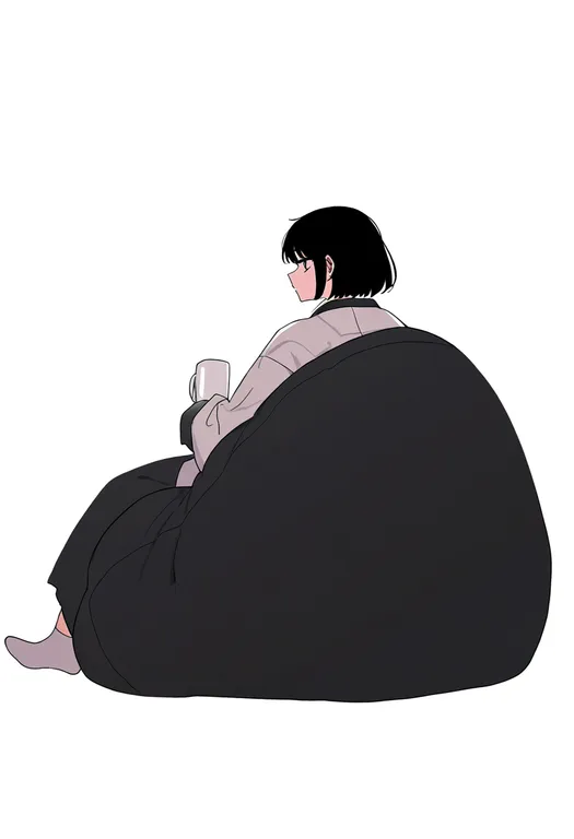 masterpiece, best quality, newest, absurdres, highres, safe, bean_bag_chair, 1girl, solo, simple_background — by k3scat, made with ComfyUI