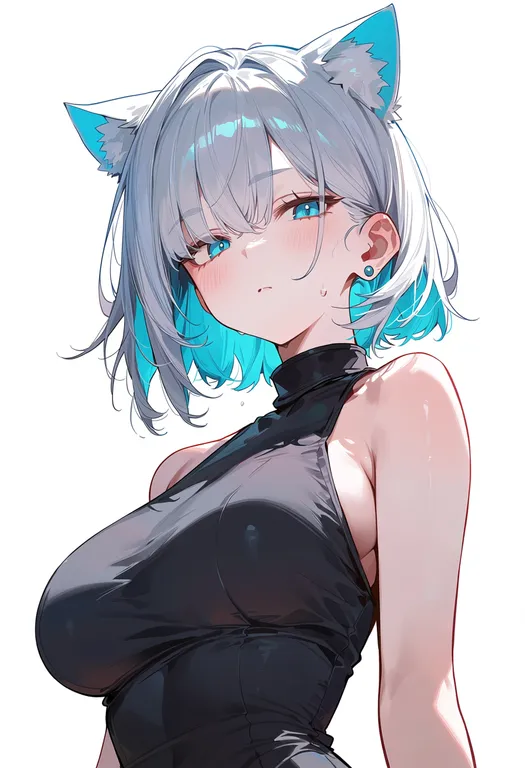 masterpiece, best quality, score_7, safe, colored inner animal ears, 1girl, solo, simple background — by k3scat, made with ComfyUI