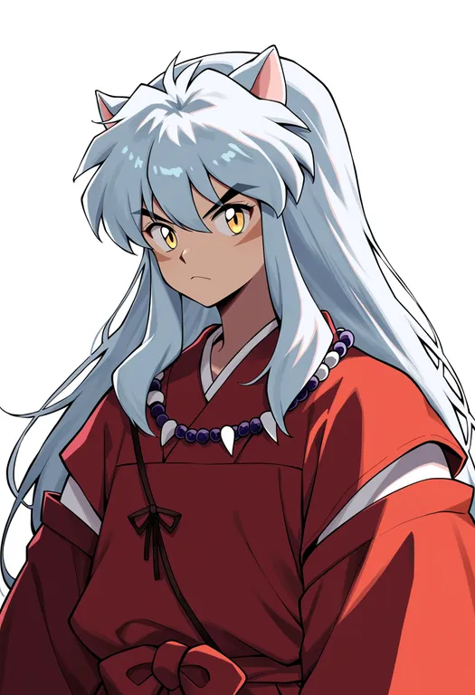masterpiece, best quality, score_7, safe, inuyasha (character), solo, upper body, simple background — by k3scat, made with ComfyUI