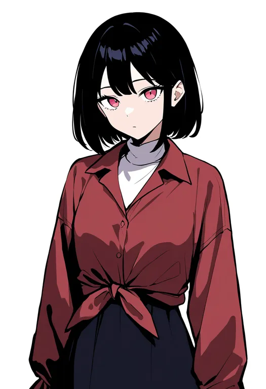 masterpiece, best quality, newest, absurdres, highres, safe, tied_jacket, 1girl, solo, simple_background — by k3scat, made with ComfyUI