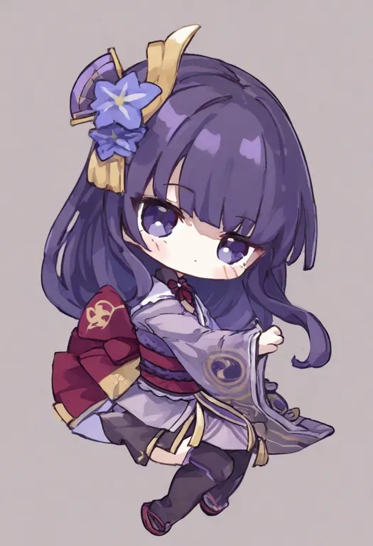 masterpiece, best quality, general, purple kimono, 1girl, solo, simple background — by k3scat, made with ComfyUI