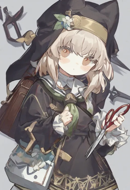 masterpiece, best quality, general, scissors, 1girl, solo, simple background — by k3scat, made with ComfyUI