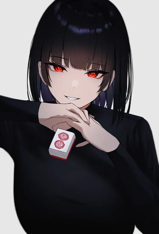 masterpiece, best quality, newest, absurdres, highres, safe, mahjong_tile, 1girl, solo, simple_background — by k3scat, made with ComfyUI
