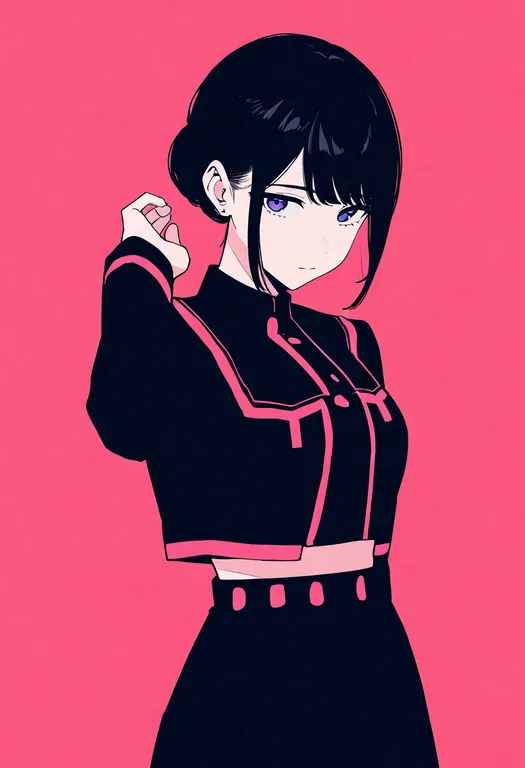 masterpiece, best quality, newest, absurdres, highres, safe, pink_trim, 1girl, solo, simple_background — by k3scat, made with ComfyUI