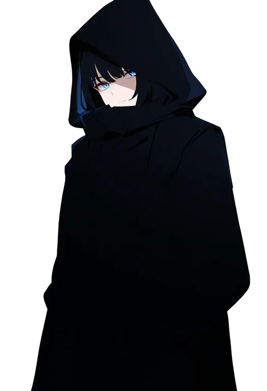 masterpiece, best quality, newest, absurdres, highres, safe, hooded_coat, 1girl, solo, simple_background — by k3scat, made with ComfyUI