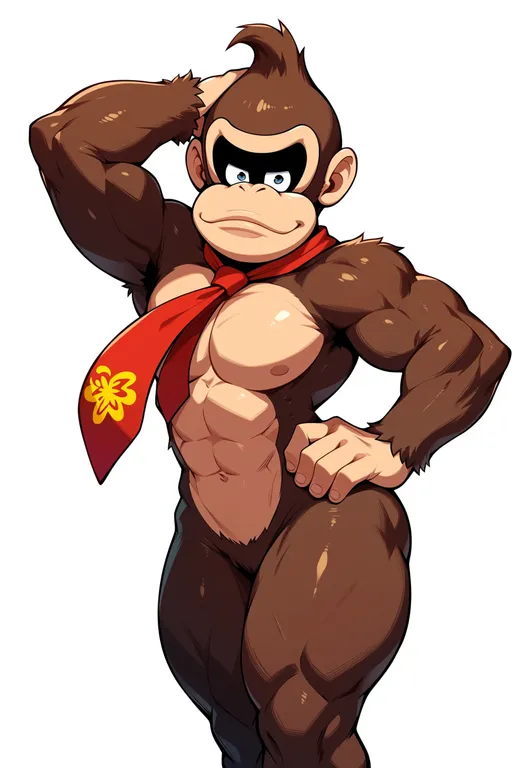 masterpiece, best quality, score_7, safe, donkey kong (series), solo, simple background — by k3scat, made with ComfyUI