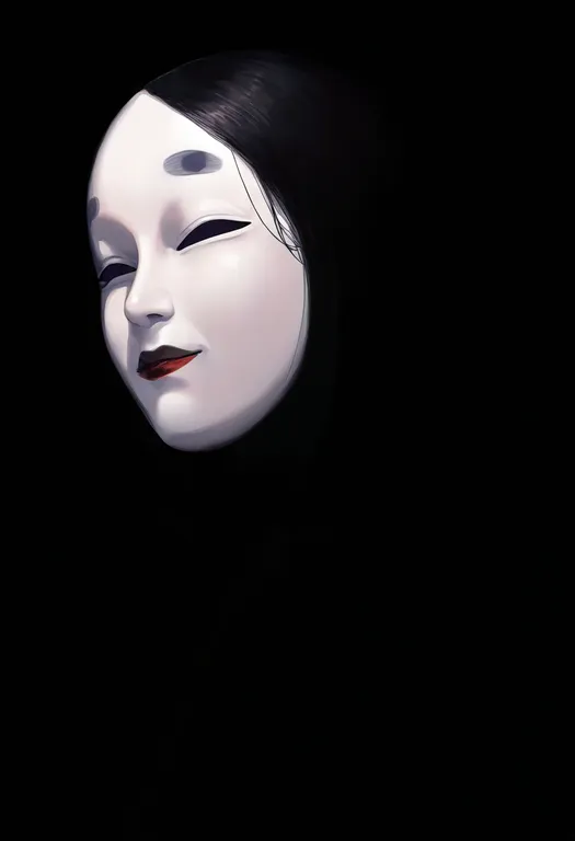 masterpiece, best quality, newest, absurdres, highres, safe, noh_mask, 1girl, solo, simple_background — by k3scat, made with ComfyUI