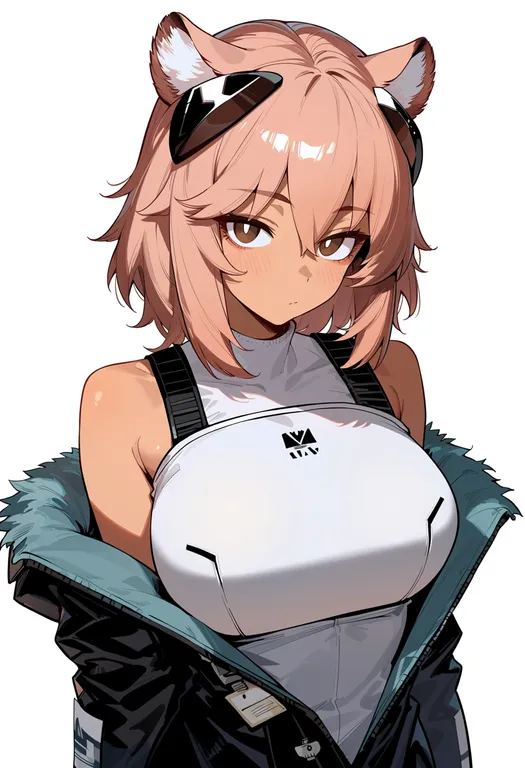 masterpiece, best quality, score_7, safe, gravel (arknights), arknights, solo, upper body, simple background — by k3scat, made with ComfyUI