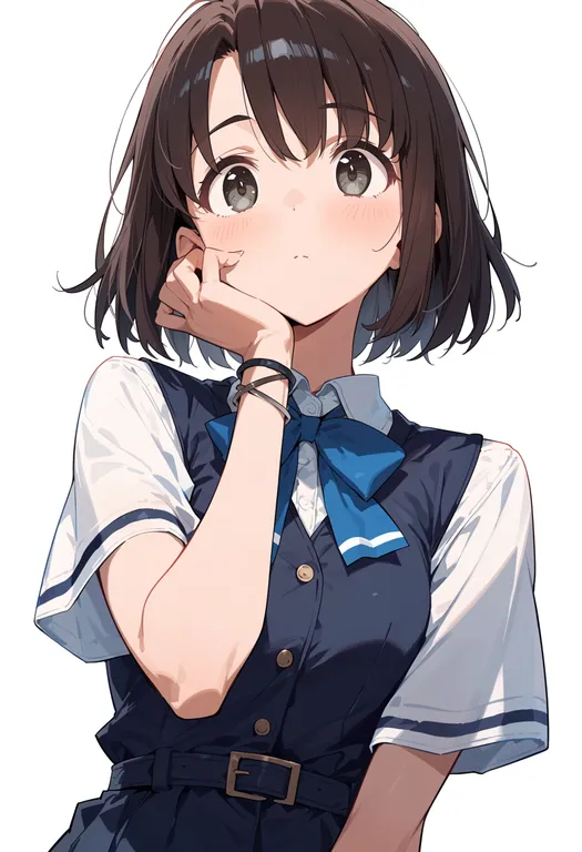 masterpiece, best quality, score_7, safe, katou megumi, solo, upper body, simple background — by k3scat, made with ComfyUI