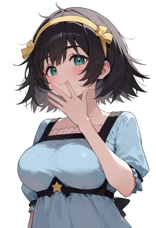 masterpiece, best quality, score_7, safe, shiina mayuri, solo, upper body, simple background — by k3scat, made with ComfyUI