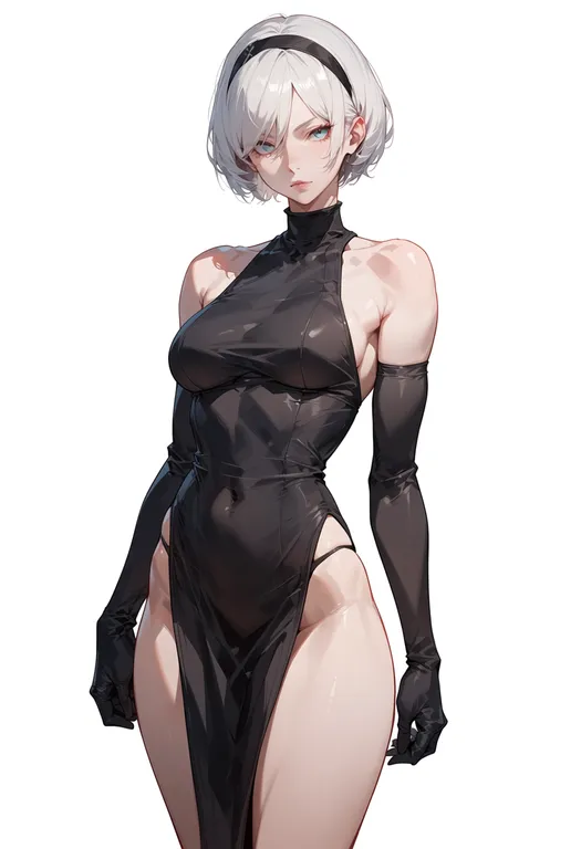 masterpiece, best quality, score_7, safe, nier (series), solo, simple background — by k3scat, made with ComfyUI