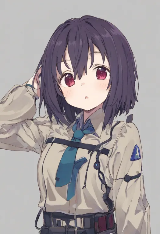 masterpiece, best quality, general, square-end necktie, 1girl, solo, simple background — by k3scat, made with ComfyUI