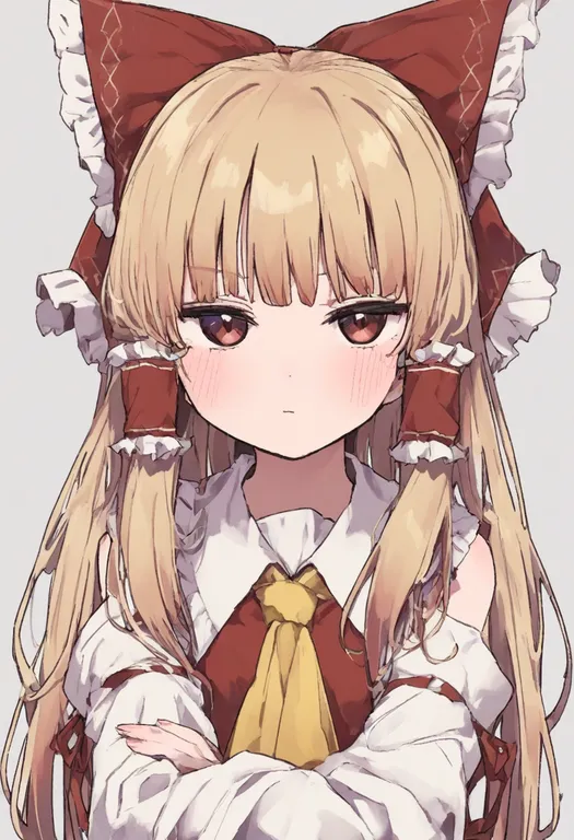 masterpiece, best quality, general, red ribbon, 1girl, solo, simple background — by k3scat, made with ComfyUI