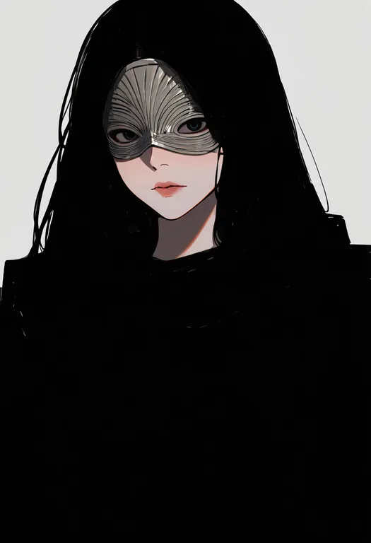 masterpiece, best quality, newest, absurdres, highres, safe, eye_mask, 1girl, solo, simple_background — by k3scat, made with ComfyUI