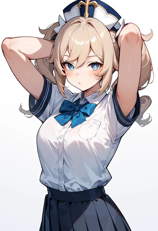 masterpiece, best quality, score_7, safe, barbara (genshin impact), genshin impact, solo, upper body, simple background — by k3scat, made with ComfyUI