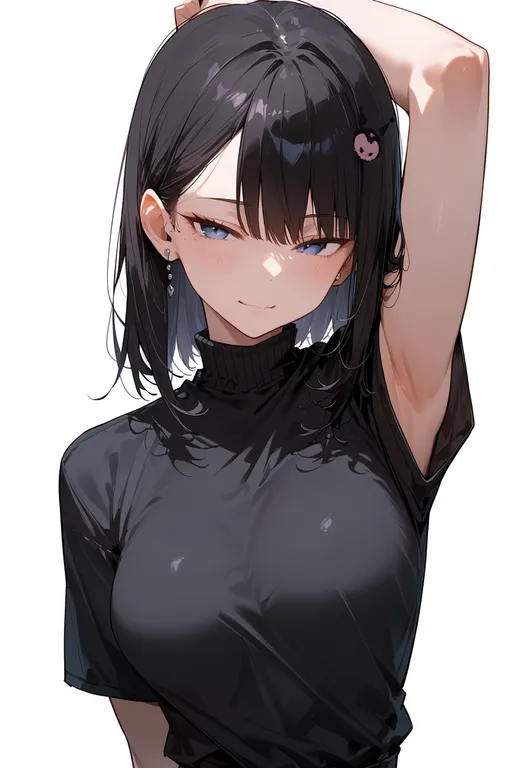 masterpiece, best quality, score_7, safe, kuromi, solo, upper body, simple background — by k3scat, made with ComfyUI